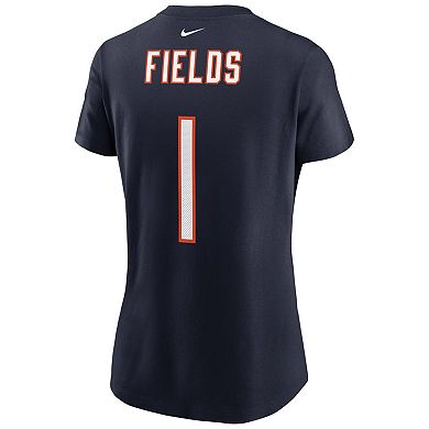 Women's Nike Justin Fields Navy Chicago Bears 2021 NFL Draft First Round Pick Player Name & Number T-Shirt