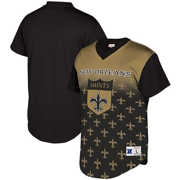 Men's Mitchell & Ness Black New Orleans Saints Final Second Mesh V