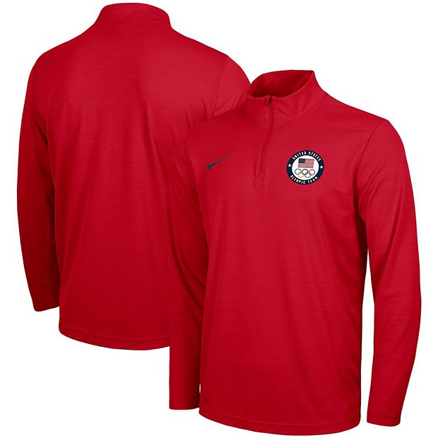 Men s Nike Red Team USA Intensity Performance Quarter Zip Jacket