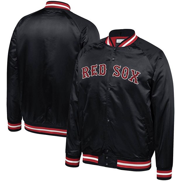 Men's Mitchell & Ness Navy Boston Red Sox Big & Tall Satin Full-Snap Jacket