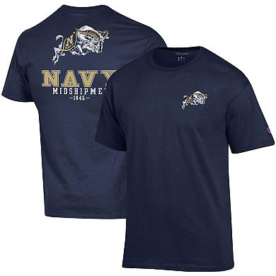 Men's Champion Navy Navy Midshipmen Stack 2-Hit T-Shirt
