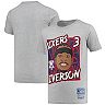 Youth Mitchell & Ness Allen Iverson Gray Philadelphia 76ers Hardwood Classics King of the Court Player T-Shirt