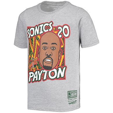 Youth Mitchell & Ness Gary Payton Gray Seattle SuperSonics Hardwood Classics King of the Court Player T-Shirt