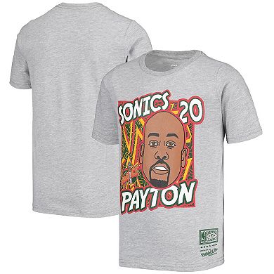 Youth Mitchell & Ness Gary Payton Gray Seattle SuperSonics Hardwood Classics King of the Court Player T-Shirt