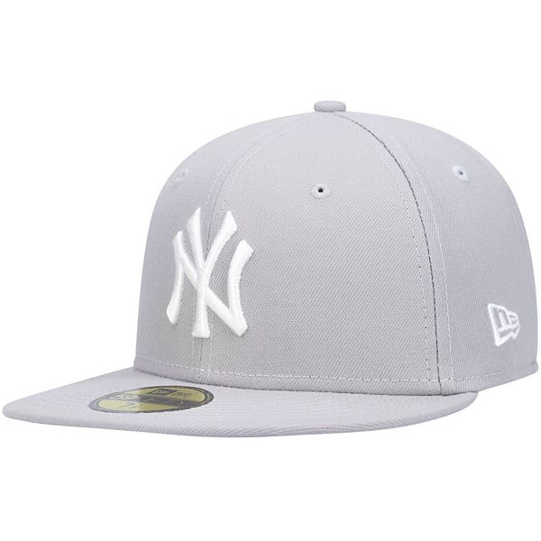 Men's New Era Gray New York Yankees Logo White 59FIFTY Fitted Hat