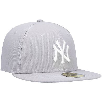 Men's New Era Gray New York Yankees Logo White 59FIFTY Fitted Hat