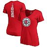 Women's Fanatics Branded Paul George Red LA Clippers Playmaker Logo Name & Number V-Neck T-Shirt