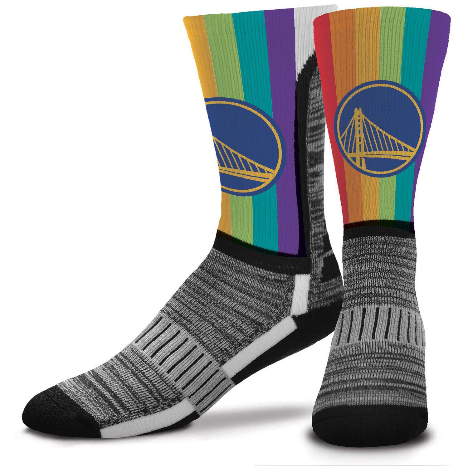 Image for Unbranded Men's For Bare Feet Golden State Warriors V-Curve Rainbow Crew Socks at Kohl's.