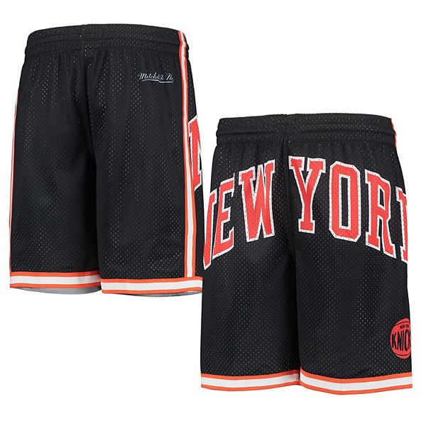 Men's Mitchell & Ness Black New York Knicks Hardwood Classics Big Face 2.0  Shorts