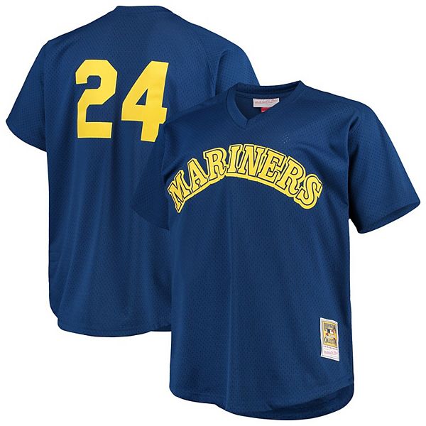 Seattle Mariners Mitchell & Ness Big & Tall Cooperstown Collection Mesh  Wordmark V-Neck Jersey - Royal