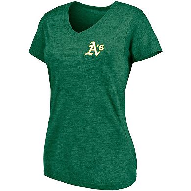 Women's Fanatics Branded Green Oakland Athletics Paisley Hometown Collection Tri-Blend V-Neck T-Shirt