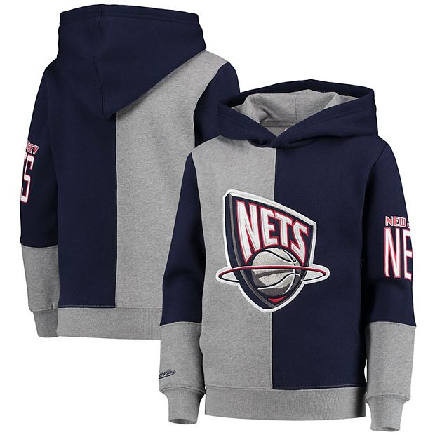 Mitchell & Ness Youth Blue, Heathered Gray New Jersey Nets Hardwood  Classics Split Color Fleece Pullover Hoodie