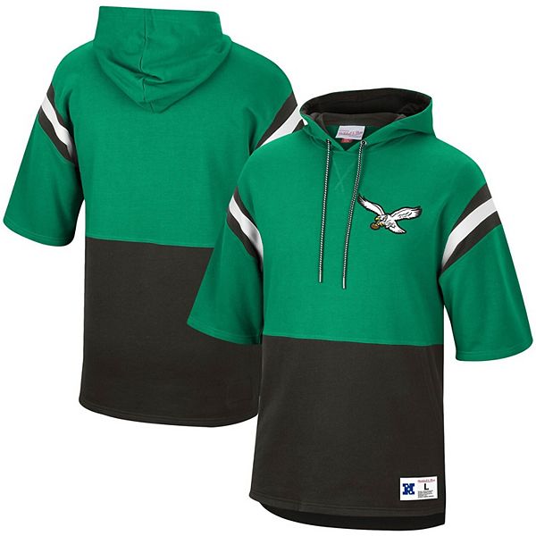 Men's Philadelphia Eagles Mitchell & Ness Kelly Green French Terry Short  Sleeve Hoodie