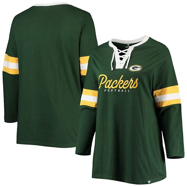 Women's Profile Green Green Bay Packers Plus Size Script Lace-Up