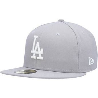 Men's New Era Gray Los Angeles Dodgers Logo White 59FIFTY Fitted Hat