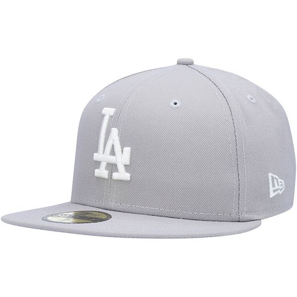 Men's New Era Gray Los Angeles Dodgers Logo White 59FIFTY Fitted Hat
