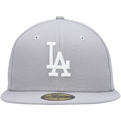 Men's New Era Gray Los Angeles Dodgers White Logo 59FIFTY Fitted Hat