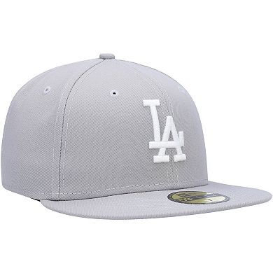 Men's New Era Gray Los Angeles Dodgers White Logo 59FIFTY Fitted Hat