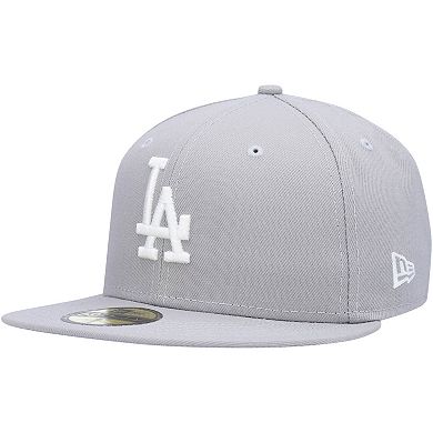 Men's New Era Gray Los Angeles Dodgers White Logo 59FIFTY Fitted Hat
