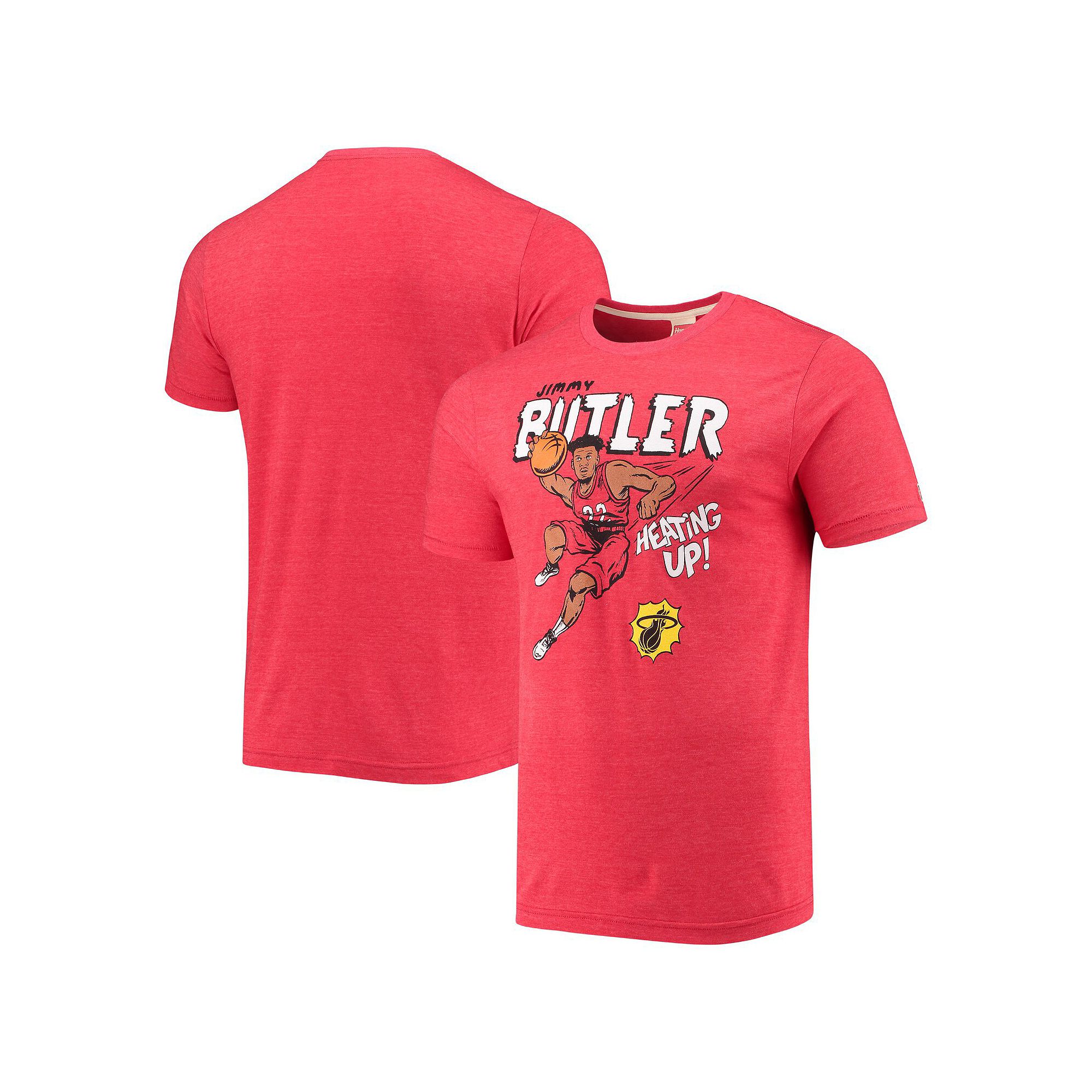 Mens Homage Jimmy Butler Red Miami Heat Comic Book Player Tri-Blend T-Shir