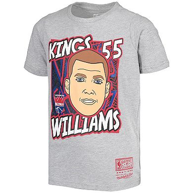 Youth Mitchell & Ness Jason Williams Gray Sacramento Kings Hardwood Classics King of the Court Player T-Shirt