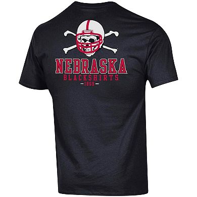 Men's Champion Black Nebraska Huskers Stack 2-Hit T-Shirt