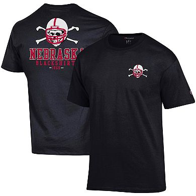 Men's Champion Black Nebraska Huskers Stack 2-Hit T-Shirt