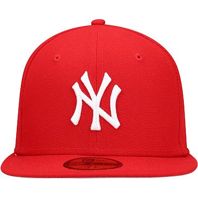 Men's New Era Red New York Yankees Logo White 59FIFTY Fitted Hat