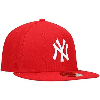 Men's New Era Red New York Yankees Logo White 59FIFTY Fitted Hat