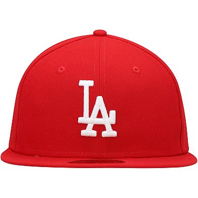Men's New Era Red Los Angeles Dodgers Logo White 59FIFTY Fitted Hat