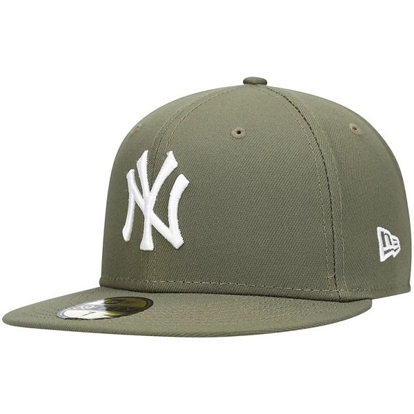 Men's New Era Olive New York Yankees Logo White 59FIFTY Fitted Hat