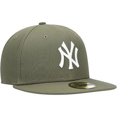 Men's New Era Olive New York Yankees Logo White 59FIFTY Fitted Hat