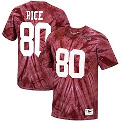 Men's Mitchell & Ness Jerry Rice Scarlet San Francisco 49ers Retired Player  Name & Number Acid Wash Top 