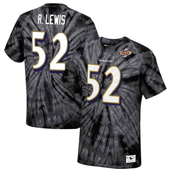 Men's Mitchell & Ness Ray Lewis Black Baltimore Ravens Tie-Dye Super Bowl  XXXV Retired Player Name & Number T-Shirt