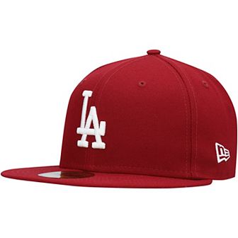 Men's New Era Cardinal Los Angeles Dodgers Logo White 59FIFTY Fitted Hat