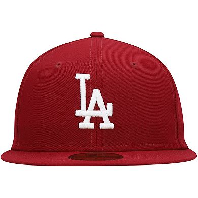 Men's New Era Cardinal Los Angeles Dodgers White Logo 59FIFTY Fitted Hat