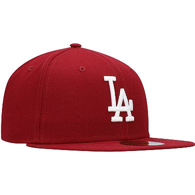 Men's New Era Cardinal Los Angeles Dodgers Logo White 59FIFTY Fitted Hat