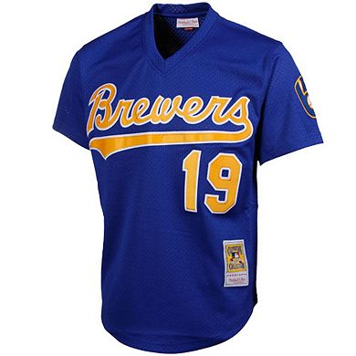 Men's Mitchell & Ness Robin Yount Royal Milwaukee Brewers Cooperstown Mesh Batting Practice Jersey