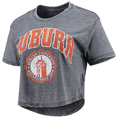 Women's Pressbox Navy Auburn Tigers Edith Vintage Burnout Crop T-Shirt