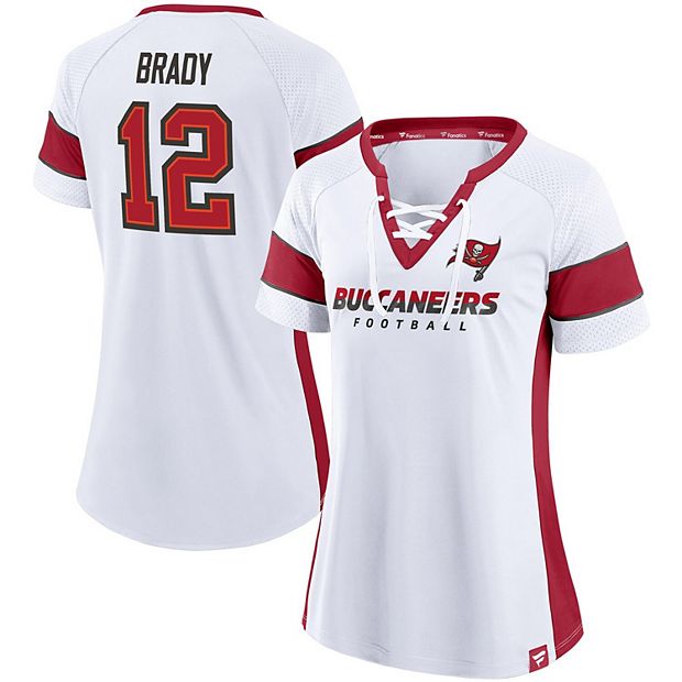 Women's Fanatics Branded Tom Brady White Tampa Bay Buccaneers Athena Player  Raglan V-Neck T-Shirt