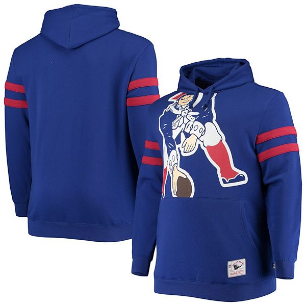 Youth Mitchell & Ness Royal New England Patriots Big Face Pullover Hoodie