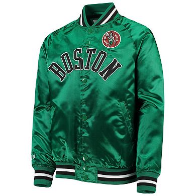 Youth Mitchell & Ness Kelly Green Boston Celtics Hardwood Classics Satin Raglan Full-Snap Jacket
