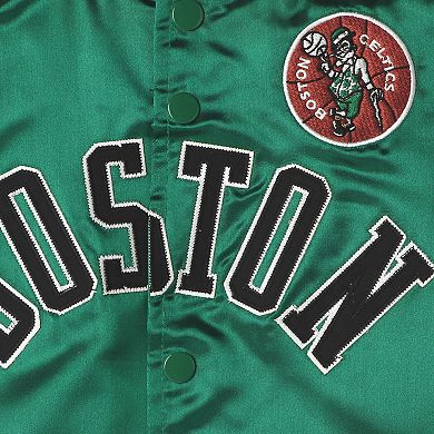 Youth Mitchell & Ness Kelly Green Boston Celtics Hardwood Classics Satin Raglan Full-Snap Jacket