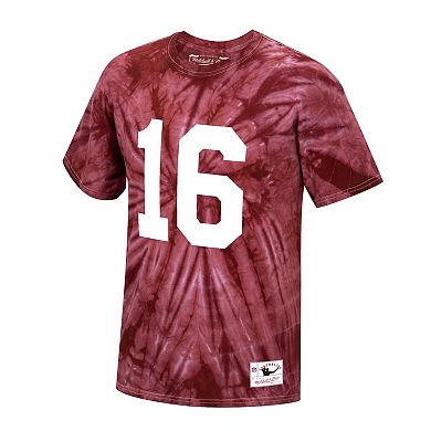 Men's Mitchell & Ness Joe Montana Scarlet San Francisco 49ers Tie-Dye Retired Player Name & Number T-Shirt