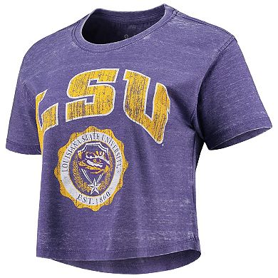 Women's Pressbox Purple LSU Tigers Edith Vintage Burnout Crop T-Shirt