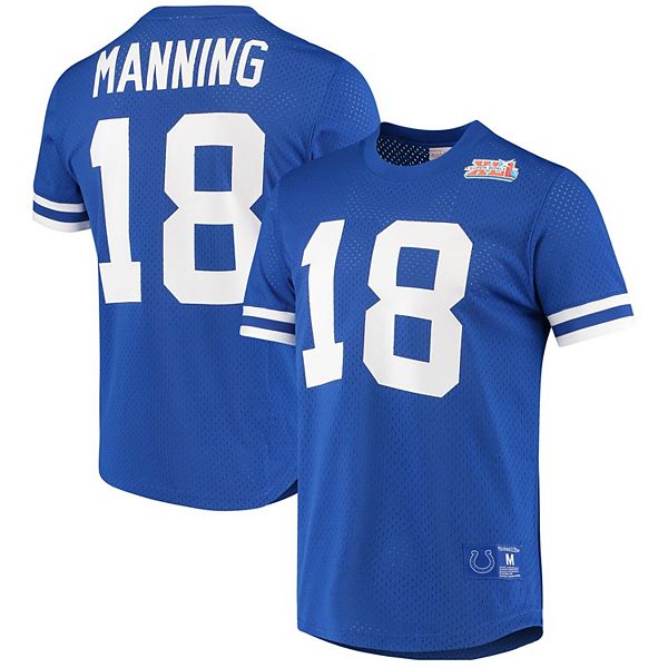 Men's Mitchell & Ness Peyton Manning White Indianapolis Colts Retired Player Name & Number Mesh Top