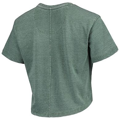 Women's Pressbox Green Oregon Ducks Edith Vintage Burnout Crop T-Shirt