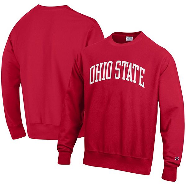 Men's Champion Scarlet Ohio State Buckeyes Arch Reverse Weave Pullover  Sweatshirt