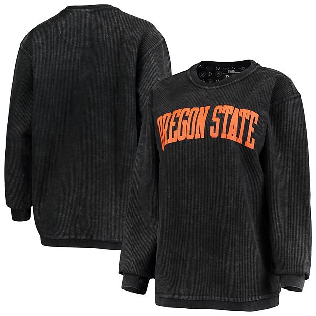 Women s Pressbox Black Oregon State Beavers Comfy Cord Vintage Wash Basic Arch Pullover Sweatshirt