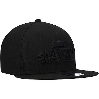 Men's New Era Utah Jazz Black On Black 9FIFTY Snapback Hat